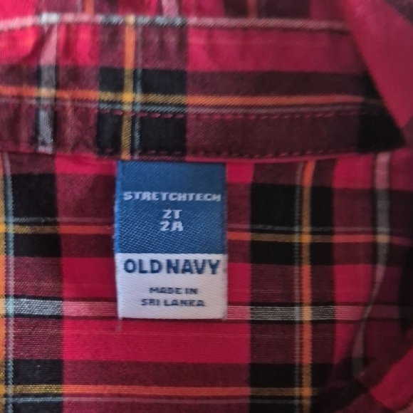 Old Navy Red Plaid Button Down Shirt with Bow Tie - Picture 5 of 5
